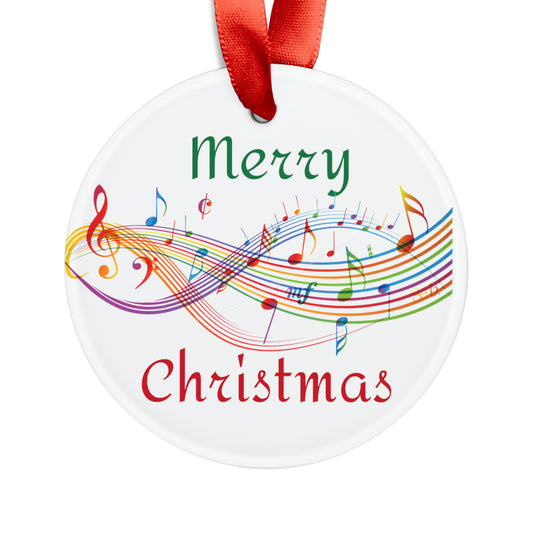 Merry Christmas Acrylic Ornament with Ribbon