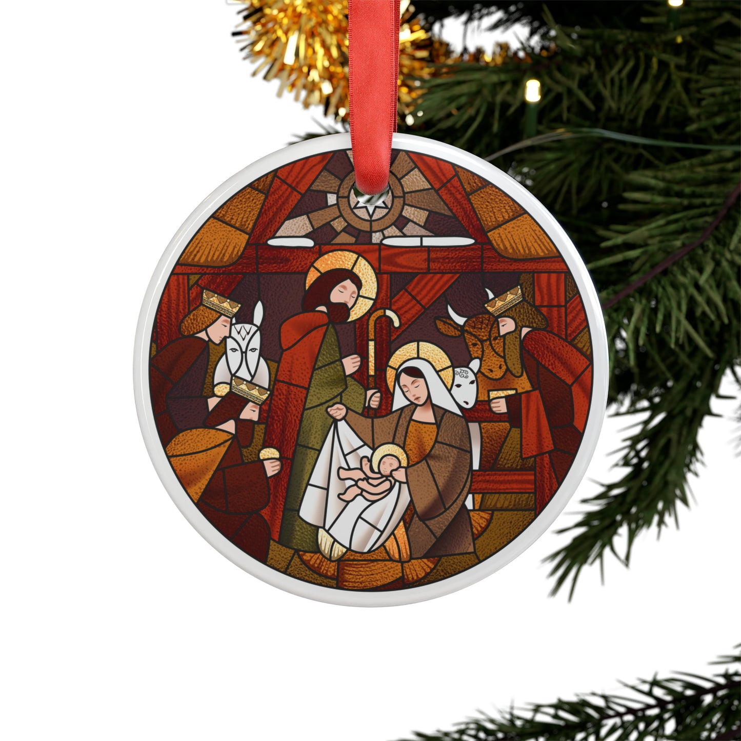 Nativity Acrylic Ornament with Ribbon