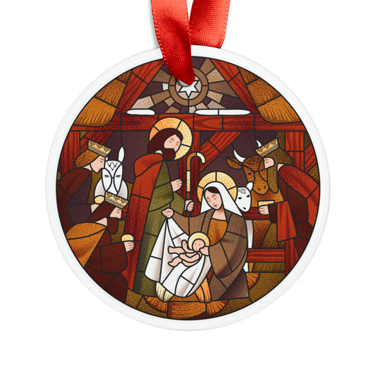 Nativity Acrylic Ornament with Ribbon