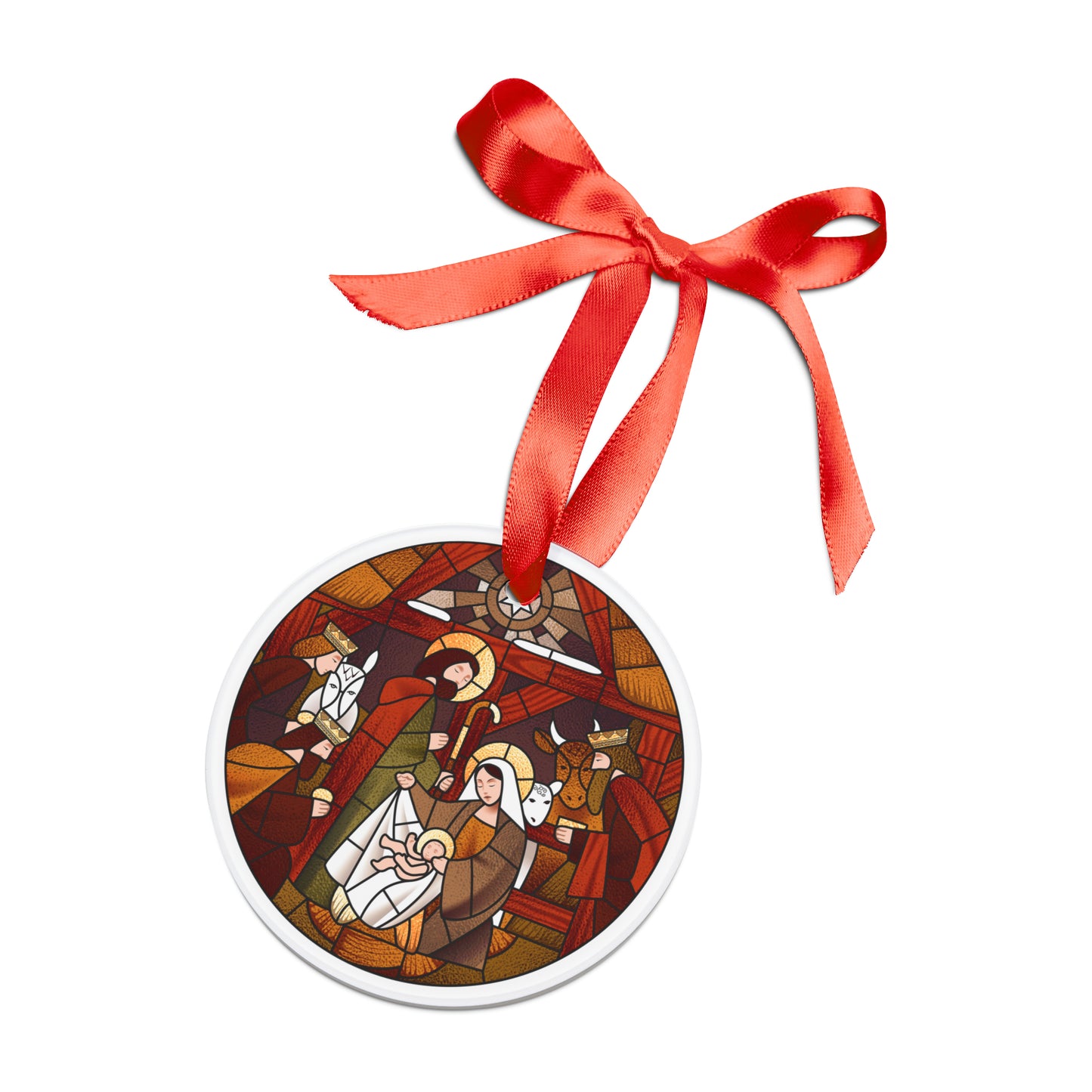 Nativity Acrylic Ornament with Ribbon