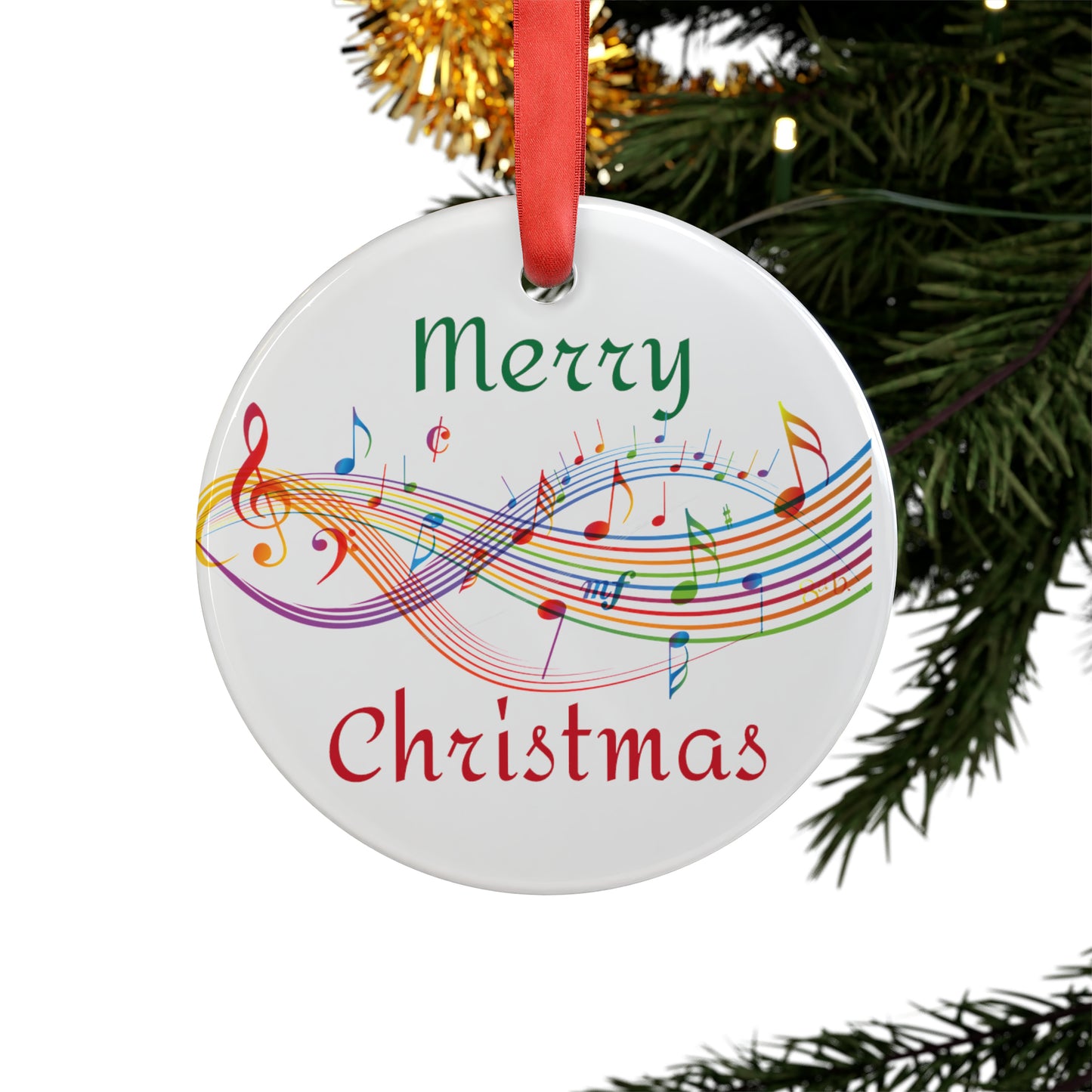 Merry Christmas Acrylic Ornament with Ribbon