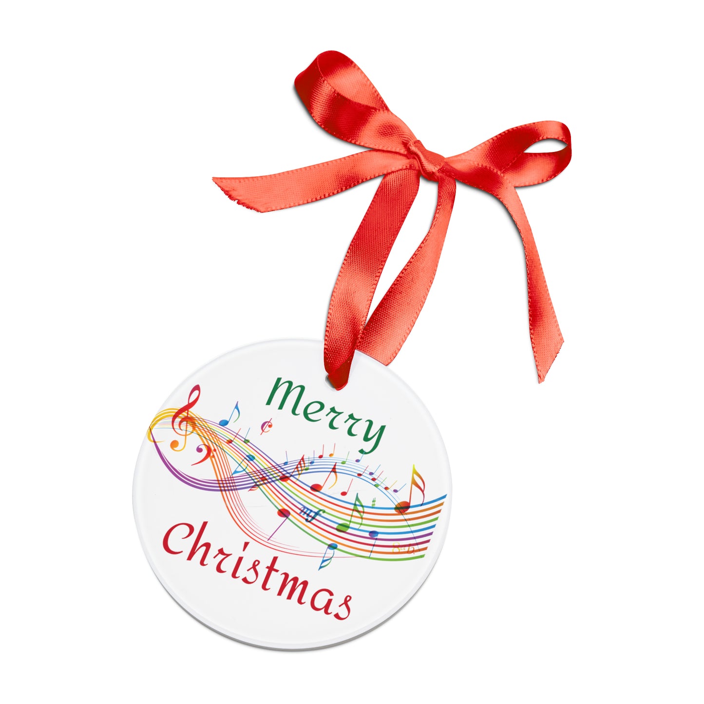 Merry Christmas Acrylic Ornament with Ribbon